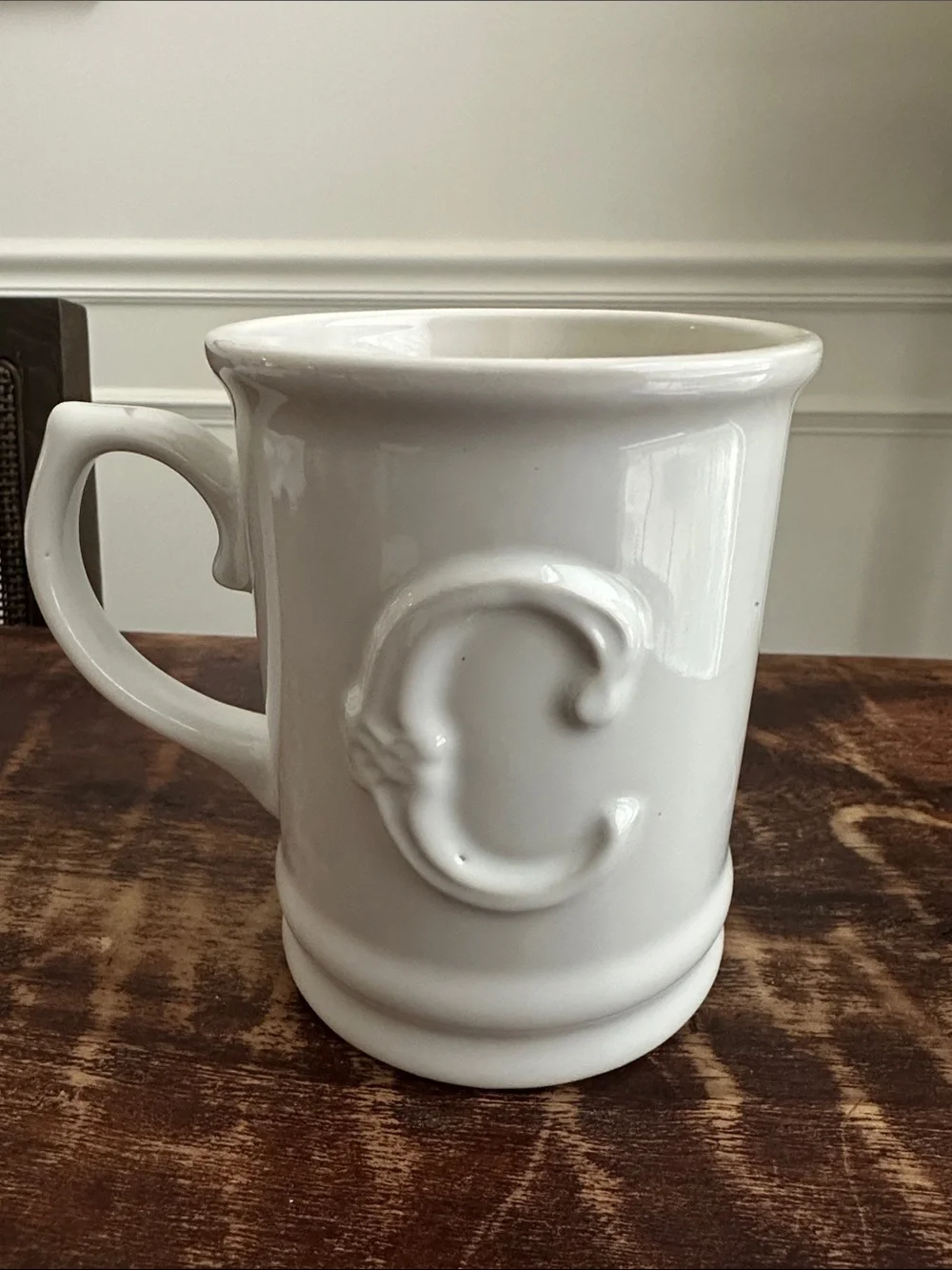 White Ceramic Monogram 'C' Coffee Mug